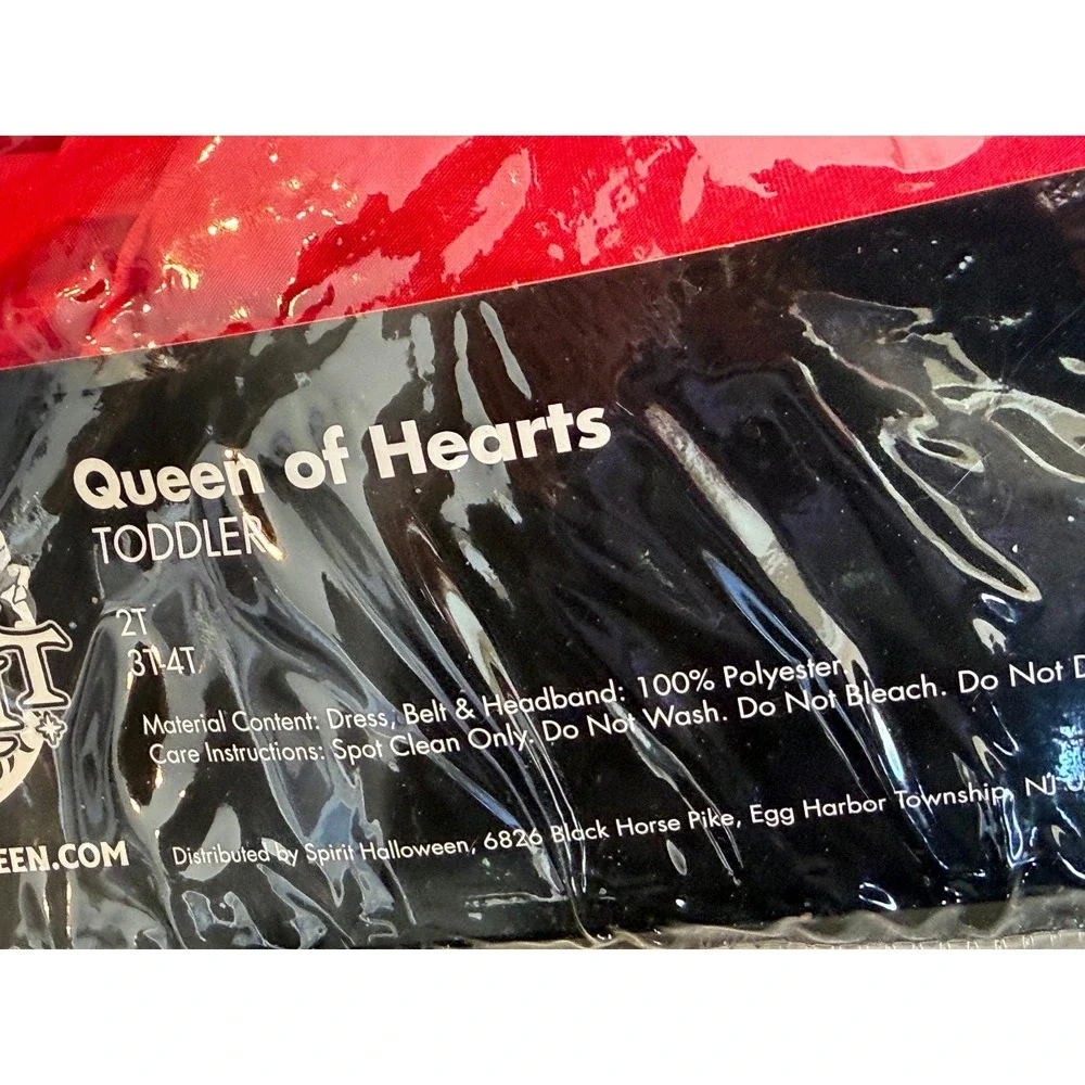 Spirit Halloween Queen of Hearts Costume 3T 4T Alice Wonderland Toddler Girls